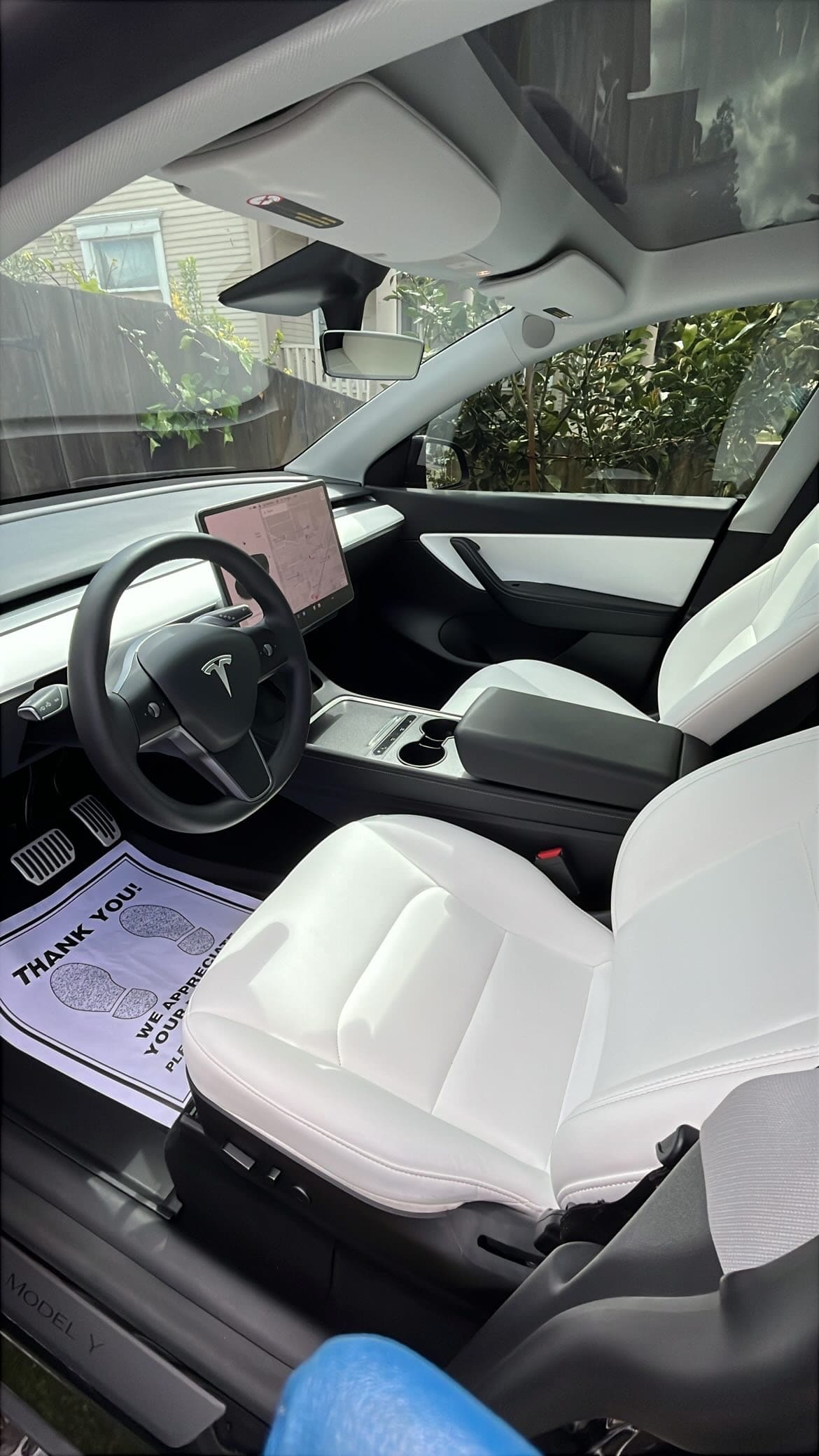 interior detailing of a Tesla in Fresno, CA by a mobile detailer.